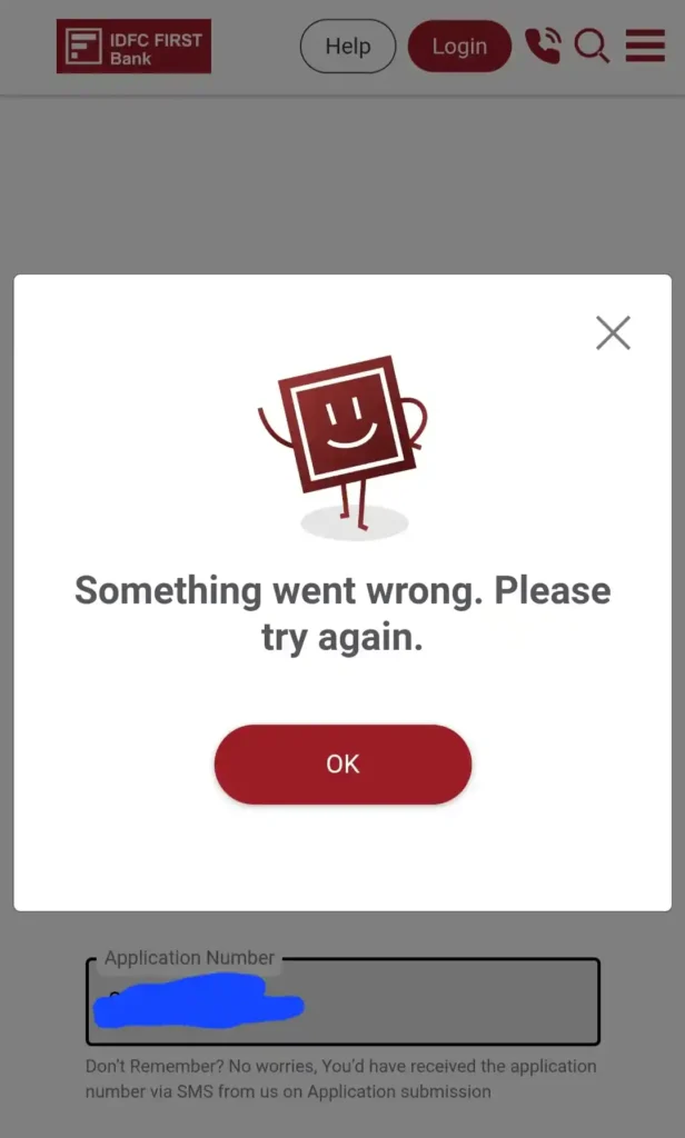 IDFC First Bank Credit Card Tracking ‘Error Something Went Wrong Please Try Again’