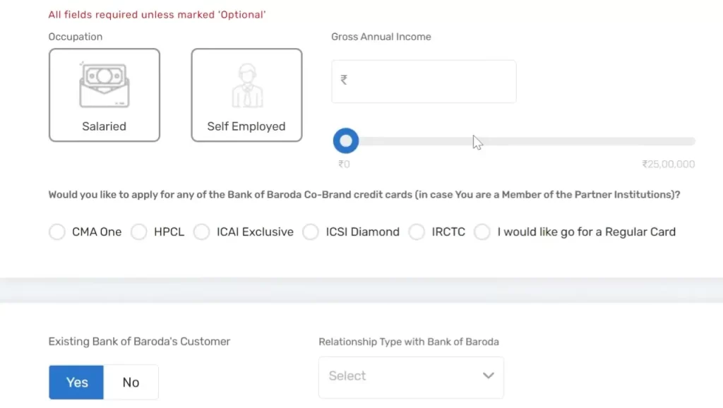 Bank of baroda credit card apply