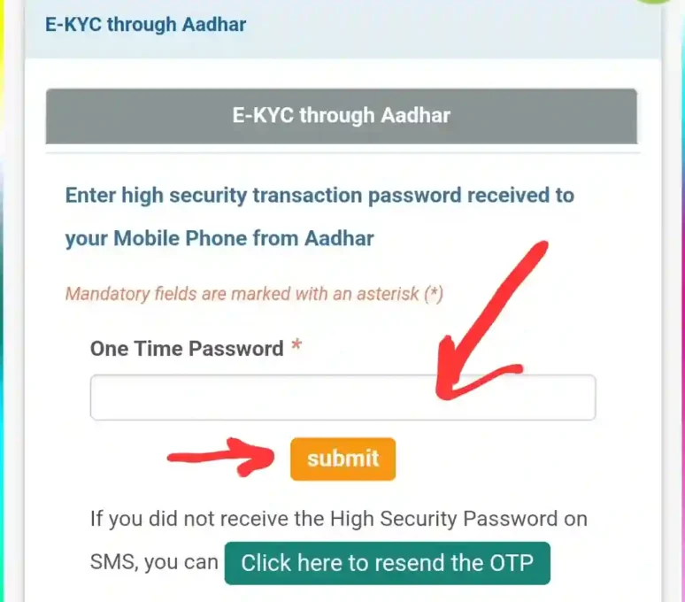 Enter opt for update address in sbi