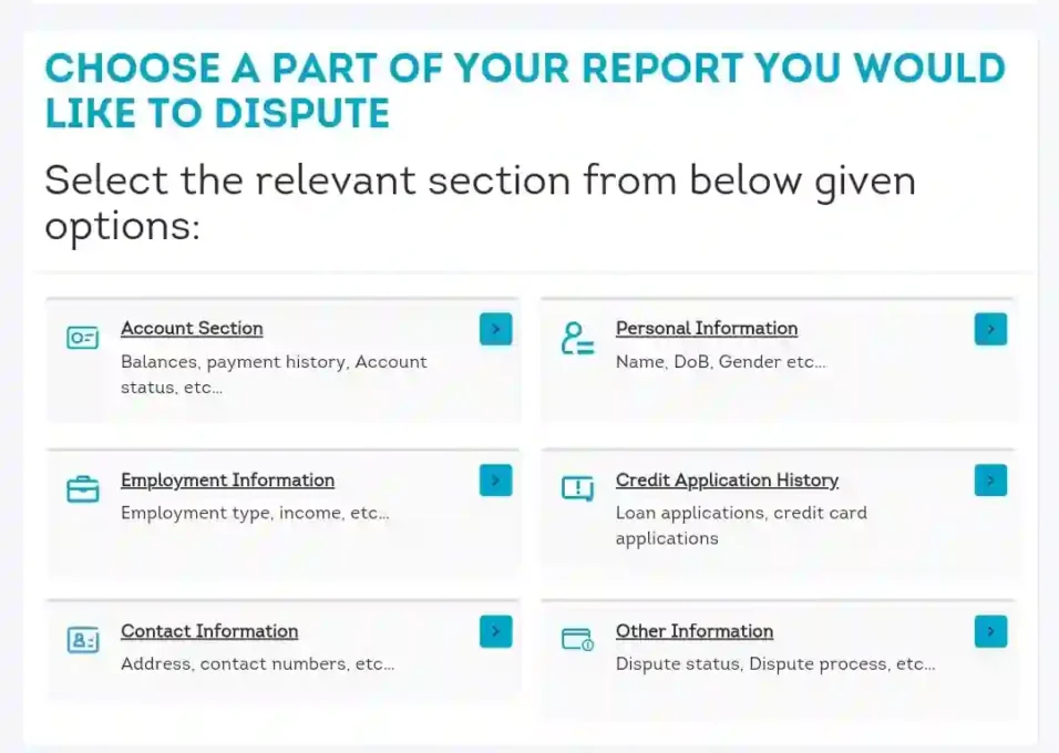 Cibil report problem selection